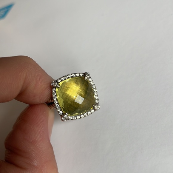 David Yurman Large Chatelaine pave Lemon Citrine Ring sz 5 - Picture 3 of 6